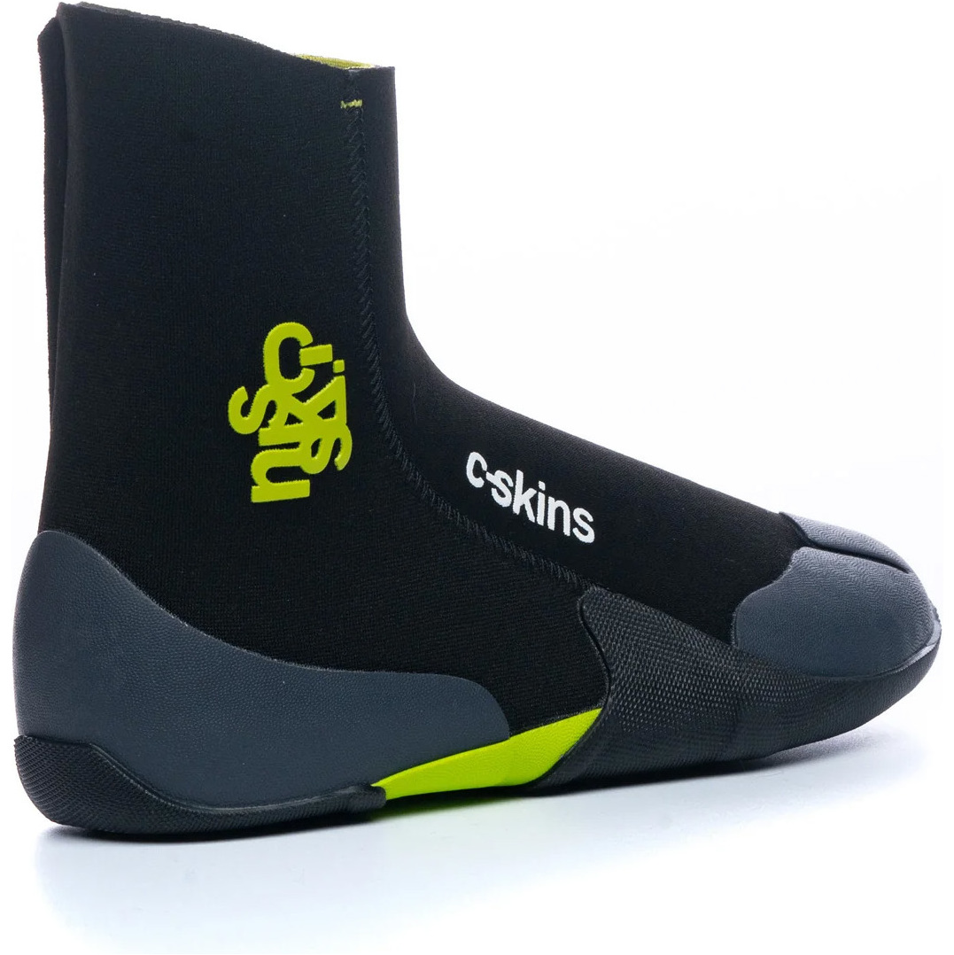 2026 C-Skins Junior Legend 5mm Zipped Round Toe Wetsuit Boots C-BOLE5JZ - Black / Flash Green / Charcoal